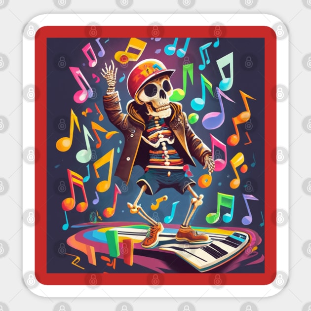 Dancing Skeleton Rainbow Sticker by BukovskyART